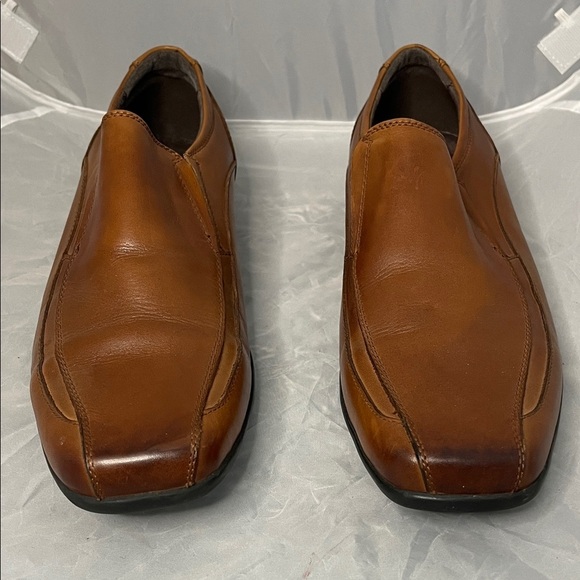 Asher Green Classic Camel Brown Genuine Leather Slip On Loafers - Size 10 main image 4